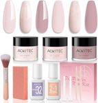 Aokitec 11 PCS Dip Powder Nail Kit - 3 Colours Light Nude Pink Nail Dipping Powder Kit Starter Kit with Dip 2-in-1 Dip Base & Top Coat Activator Nail Tools Dip Nail Starter Set for French Nails Art