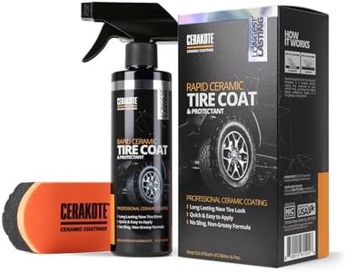CERAKOTE Rapid Ceramic Tire Coat – Showroom New Tire Shine – Deep Tire Black Finish – Lasts Up to 10x Longer – No Sling, Non-Greasy Ceramic Tire Coating for Car, Truck & SUV – Easy Application (10oz)