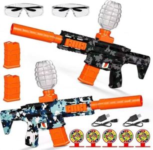 2 Pack Splatter Blaster Electric Toys Camouflage Style Toy(Black & Blue) - Rechargeable Quick-Release Batteries, Goggles, Target for Age 14+