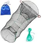 Drasry Crab Trap Bait Lobster Crawfish Shrimp Portable Folded Cast Net Collapsible Fishing Traps Nets Fishing Accessories Black (1PCS)