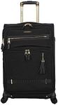 Steve Madden Designer Luggage Collection - Lightweight 24 Inch Expandable Softside Suitcase - Mid-size Rolling 4-Spinner Wheels Checked Bag (Black, 24in), Peek-A-Boo Black, 24in, Business and Leisure