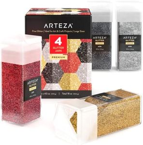 Arteza Fine Glitter, Set of 4 Colors — Red, Graphite, Silver, and Gold Glitter for Resin in 4.5-oz Bottles, Arts and Crafts Supplies for Art Class, After-School Programs, and Holiday Craft Projects
