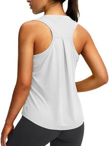 Women's Workout Tops Racerback Athletic Tank Tops Sleeveless Loose Fit Yoga Running Gym Shirts for Women(Silver Mist,XL)