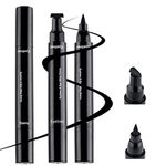 Jutqut 2PCS Black Eyeliner Stamp Wingliner- Double-head Liquid Stamp Eyeliner for Perfect Wing Cat Eyes Stamp Eyeliner, Waterproof Smudge Proof Long Lasting Winged Eyeliner Stamp