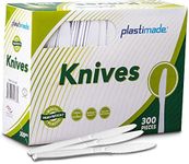 Plastimade [300 Knives] White Disposable Extra Heavyweight Plastic Knives, Ideal For Wedding, Catering, Parties, Buffets, Events, Or Everyday Use, 1 Pack
