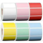Misofuki 2.25x1.25 6000 Labels Rectangular 6 Colors Direct Thermal Stickers Labels Roll Compatible with Zebra, Rollo, MUNBYN, Self-Adhesive Direct Thermal Labels