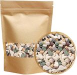 Natural Decorative Pebbles Polished Tterrarium Gravel White Stones Rocks with Red, Green, and Yellow Pastel Accents Mixed Color Aquarium Stones Garden Accessories Top Dressing for Bonsai Potted 2.2-lb