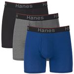 Hanes Total Support Pouch Men's Boxer Briefs, Anti-Chaffing, Moisture-Wicking Underwear Odor Control, Pack of 3, Assorted, Large