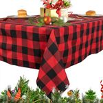 ShinyBeauty Red and Black Plaid Tablecloth 54x72-inch Buffalo Check Tablecloth Scottish Style Plaid Rectangle Tablecloth Checkered Wrinkle Free Table Cloths for Christmas Kitchen Dining Party