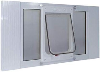 Ideal Pet Products Aluminum Sash Window Pet Door, Adjustable Width 33" to 38", Chubby Kat, 7.5" x 10.5" Flap Size, White