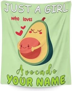 Personalized Avocado Blanket Gifts for Kids, Teen - Soft, Fluffy, Lightweight - 40x50 Inches Crib Size Avocado Blankets for Couch, Sofa - Green Cartoon Fuzzy Throws Gift with Name