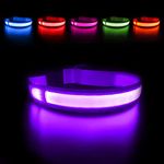 MASBRILL Light Up Dog Collar, Rechargeable LED Collar Safety Glow up Bright Dog Flashing Collar Waterproof, 4 Colors with 3 Sizes for Small Medium Large Dogs.