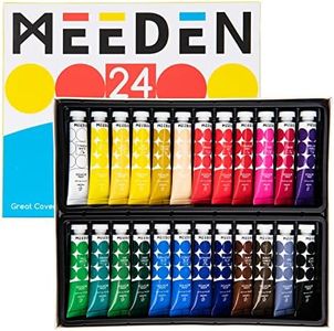 MEEDEN Gouache Paint Set, Non-Toxic 24 x 12ml/0.4oz Water-Based Gouache Tubes Paints for Canvas & Paper, Art Supplies for Artist, Adults, Beginners