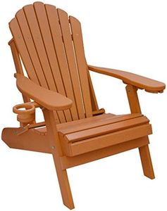 ECCB Outdoor Outer Banks Deluxe Oversized Poly Lumber Folding Adirondack Chair (Bright Cedar)