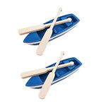 NUOBESTY 2 Sets Miniature Dollhouse Boat with Oars Resin Canoe Model Figurines Dollhouse Mini Ship Toy Nautical Ocean Beach Scene Ornament