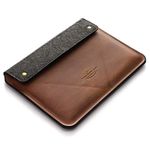 Crazy Horse Craft Genuine Italian Leather Sleeve for MacBook Air 15 inch with M2 - Classic Brown - Vintage Wool Felt Case, Cover, Mac Laptop Bag