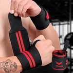 XTRIM Wrist Support for Men & Women, Wrist Band for Men, Gym Wrist Wrap, Gym Fitness Band, Gym Equipment for Home, Gym Exercise Accessories for Men for Hand Grip & Wrist Support Crepe Bandage (Red Line)