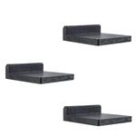 PHOENANCEE 12.7x10x4cm, Wooden Square Floating Shelves, Compact Style Mini Wall Shelf for Small Objects, Hanging Wall Shelf Decoration for Bedroom, Living Room, Set of 3(Rustic Black)