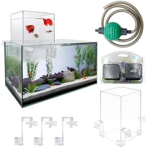 Negative Pressure Fish Tank kit - 0.8 Galllon DIY Top Off Fish Tank,Aquarium Decoration for Betta and Other Small Fish,Suitable for Maximum Tank Thickness: ≤0.7 inches