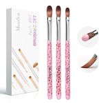 MelodySusie Acrylic Nail Brush Set,Size 8/10/14 3Pcs Professional Nail Brushes for Acrylic Application Acrylic Powder Nail Art Extension and 3D Nail Carving for DIY Home Salon Nail Art Tool Pink