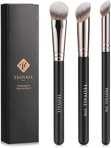 TEOYALL Contour Conceal Brush Set, 3PCS Angled Synthetic Under Eye Concealer Brush for Blending Setting Buffing with Liquid, Cream and Powder Cosmetic (270S/370S/Angled)