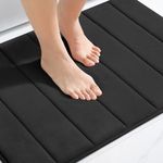 Leelarug Memory Foam Bath Mat Black - 15 x 23 Inch, Soft and Absorbent, Quick Dry Bathroom Mat