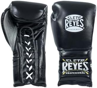 CLETO REYES Traditional Professional Boxing Gloves with Laces for Training, Sparring and Heavy Punching Bags for Men and Women, MMA, Kickboxing, Muay Thai, 14oz, Black CRE