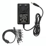 AC 100-240V to DC 12V 3A Power Supply Adapter UK 36W Charger with 1 to 8 Power Splitter Cable 8-way for Analog AHD DVR CCTV Camera COLM