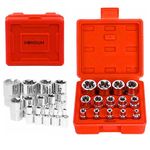 Homdum 14PCS Female E-Torx Star Socket Set with Case Torque Socket Set,Star Socket Set,E-Torx External Socket E24-E4