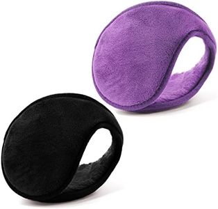 HIG Ear Warmer Unisex Classic Fleece Earmuffs Winter Accessory Outdoor Earmuffs(Black + Purple)