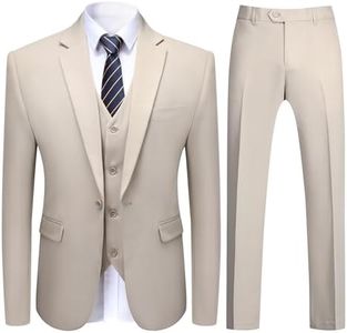 Allthemen Trajes de Hombre 3 Piezas Boda un botón Solapa Slim Fit Chaqueta Formal Color sólido clásico