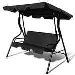 Tangkula 3 Seater Canopy Swing Glider Hammock Garden Backyard Porch Cushioned Steel Frame Swing (Black)