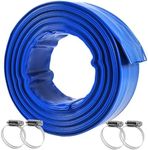 automoris 3" x 50' Sump Pump Hose,Backwash Hose with 4 Clamps, PVC Fabric Lay Flat Hose, Heavy Duty Backwash Drain Hose, Weather-Proof & Burst-Proof, Ideal for Swimming Pool & Water Transfer-Blue