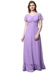 AAYU Solid Short Sleeve Maxi Dress Lavender (42 Size)