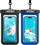 Hiearcool Waterproof Phone Pouch,Universal Waterproof Phone Case Dry Bag Travel Essentials for iPhone, Beach Accessories for Vacation Must Haves - Black&Navy-2 Pack