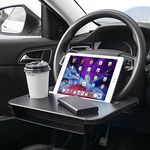 Gihunk Double-use Steering Wheel Tray, Car Food Trays for Eating with Drinks Holder, Car Trays for Eating for Pad Laptop, Multipurpose Travel Car Accessories, Fits Most Vehicles Steering Wheels