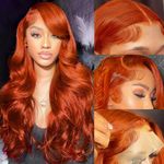 VKVL Ginger Lace Front Wigs Human Hair Pre Plucked 26 Inch 180% Density Hd Lace Front Wigs Human Hair 13x4 Ginger Orange Body Wave Lace Frontal Wigs Human Hair Colored Glueless Wigs