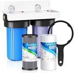 PUREPLUS 2-Stage Whole House Water Filtration System, 10" Universal Clear Housing, with Sediment, Carbon Block Filter, Reduce Chlorine, Taste, Odor, Includes Pressure Gauges, 1" Inlet/Outlet