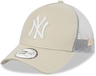 New Era New York Yankees MLB League Essential Beige White A-Frame Adjustable Trucker Cap