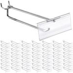 Thyle 100 Pcs Metal Scan Hook with Label Holder for 1/8" to 1/4" Pegboard, Peg Board Hooks with Price Tag, Pegboard Wall Accessories, Metal Hooks for Home Garage Retail Display Supplies (8 Inch)