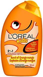 L'Oreal Paris Kids Shampoo and Conditioner, Orange Mango, 2 in 1, Paraben Free, Extra Gentle, Dermatologist Tested, Tear-Free, 265 ml