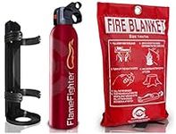 Premium FSS UK 500 g ABC Powder Fire Extinguisher & 1m x 1m Fire Blanket. Ideal for Home Kitchen Caravans Boats Restaurants Workshops and Offices