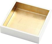 Caspari Lacquer Luncheon Napkin Holder Ivory & Gold, 1 Each