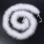 2 Meters Fluffy Marabou Feather Boas for Dancing Wedding Crafting Party Dress Christmas Tree Halloween Costume Decoration ,50 Grams (White)