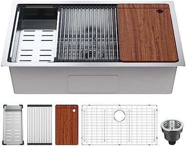 VEVOR Kitchen Sink, 81x48cm, 304 Stainless Steel Drop-in Sinks, Undermount Single Bowl Basin with Ledge and Accessories, Household Dishwasher Sinks for Workstation, RV, Prep Kitchen and Bar Sink