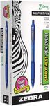 ZEBRA Pen Z Grip Blue Pens Ballpoint, Smooth & Comfortable ZEBRA Pens With Pocket Clip, Retractable Ballpoints With Blue Ink, Reliable Biro Multipack For Everyday Use - Medium Point, 12pk