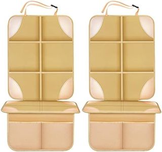 Meolsaek Car Seat Protector, Non-Slip Padded Backing Will Not Leave Imprint, Thicker Car Seat Protector for Child Car Seat 2 Pack for SUV, Sedan, Truck, Leather Seat Protector (Beige)