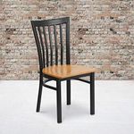 Flash Furniture 2 Pk. HERCULES Series Black School House Back Metal Restaurant Chair - Natural Wood Seat