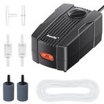 Pawfly Aquarium Air Pump 50 GPH Fish Tank Oxygen Pump for 10-60 Gallon Fish Tanks Buckets Dual Outlet Adjustable Ultra Quiet Aerator Pump with Airline Tubing Air Stones Connectors and Check Valves