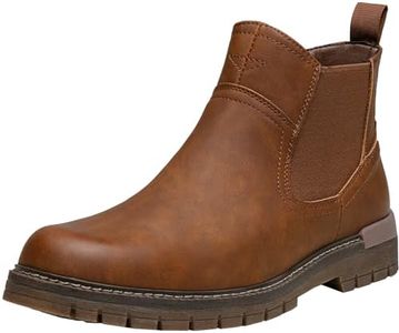 Jousen Chelsea Boots Casual Slip On Ankle Waterproof Mens Boots(AMY8119A tan 15)